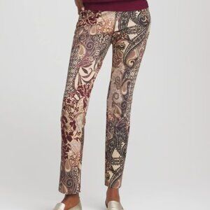 New w Tag size 1 Misses 8 Chico's Juliet Slim-leg Print pull on knit ankle pants